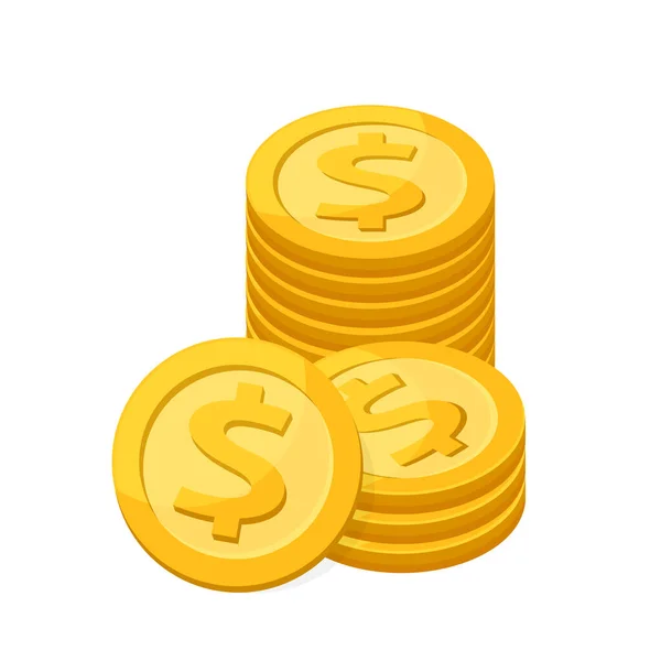 Gouden Medaille Dollar Munt Geïsoleerd Witte Achtergrond Dollar Munt Goud — Stockvector