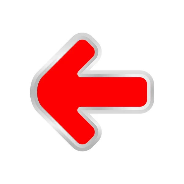 Flecha Roja Apuntando Izquierda Aislado Blanco Icono Flecha Roja Clip — Vector de stock