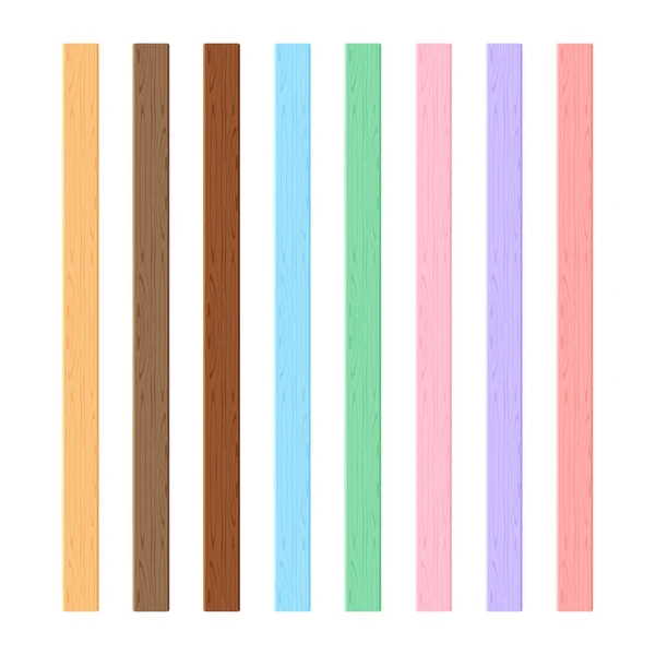 Tablón Madera Diferentes Colores Suaves Pastel Aislados Sobre Fondo Blanco — Vector de stock