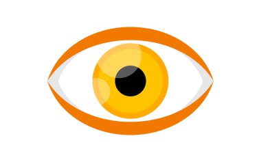 Beyaz üzerine izole edilmiş ikon için göz sarısı turuncu, sağlık konsepti için illüstrasyon göz sarısı, grafik logosu için turuncu göz, görme için göz kırmızısı, görme, görme, görme ve optik sembol
