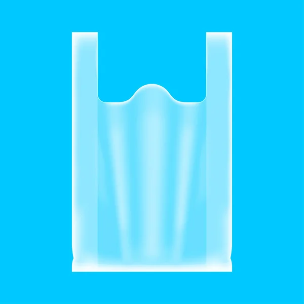 バッグプラスチッククリア隔離上青色 クリップアートのためのクリアプラスチックバッグ プラスチックハンドルバッグ透明 イラストフラットバッグプラスチッククリアと透明 — ストックベクタ