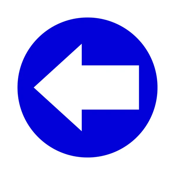 白色箭头指向左圆形蓝色图标平面隔离在白色上 圆形箭头指向按钮接口应用程序 箭头指向下一个或下载上传概念 箭头指向简单符号 — 图库矢量图片
