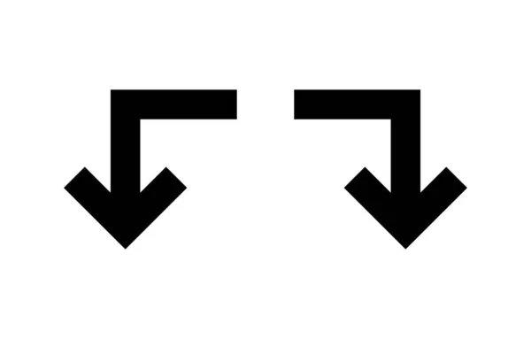 Flecha Apuntando Hacia Abajo Botón Descarga Aislado Blanco Flecha Simple — Archivo Imágenes Vectoriales