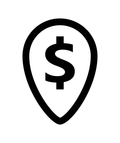 Символ Доларової Валюти Точці Штифта Значка Чорна Іконка Доларових Грошей — стоковий вектор