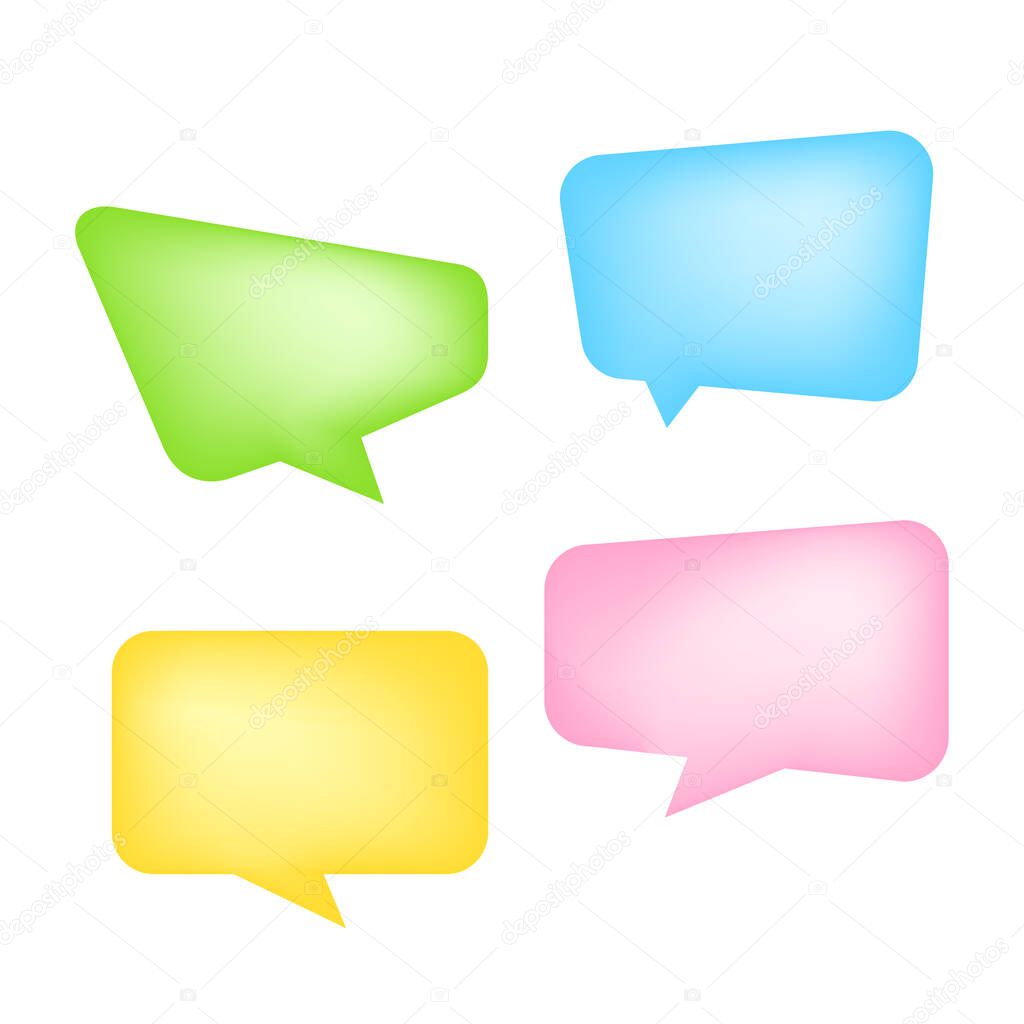 colorful speech bubble square shape isolated on white, balloon for message talk chat concept, template speech bubble cute, speech dialog frame for message talk for copy space text