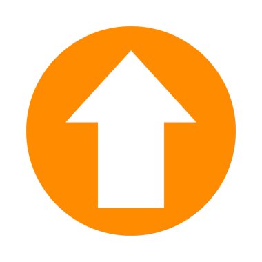 Beyaz üzerine izole edilmiş simge için beyazı daire içine alan ok, düğme arayüzü uygulaması için oku yukarı çeken daire, sıradaki ok işareti veya yükleme, yön için basit ok sembolü