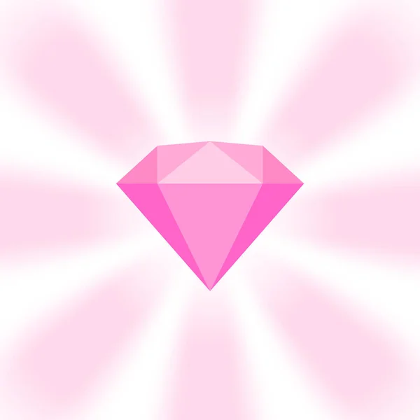 Pink Diamond Gemstone Zoom Comics Pink Flat Diamonds Jewelry Icon — Stock Vector