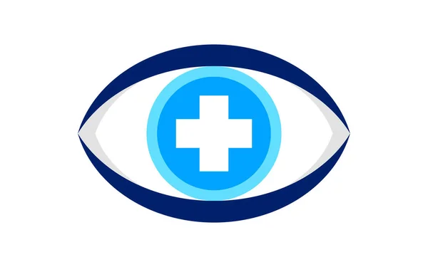 Oeil Bleu Avec Croix Isolée Sur Blanc Globe Oculaire Symbole — Image vectorielle