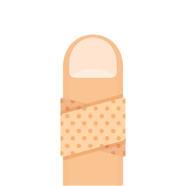 指の健康事故の概念に左官された白い石膏で隔離された指で包帯 漫画のクリップアート包帯の指 アイコンの提供応急処置 損傷した創傷指と石膏テープのシンボル — ストックベクタ