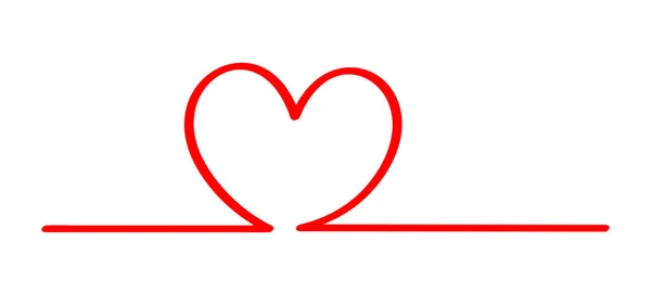 Doodle Σχήμα Καρδιάς Μια Γραμμή Κόκκινο Απομονωμένο Λευκό Κόκκινο Σχήμα — Διανυσματικό Αρχείο
