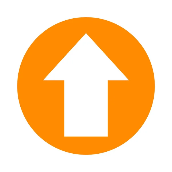 Freccia Rivolta Verso Alto Bianco Cerchio Arancione Icona Piatta Isolato — Vettoriale Stock