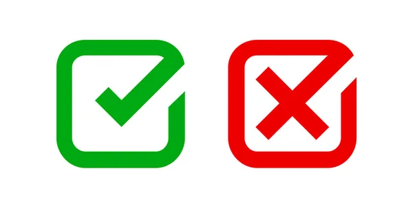 Checkmark Confirm Deny Square Icon Button Flat Apps Websites Symbol — Stock Vector