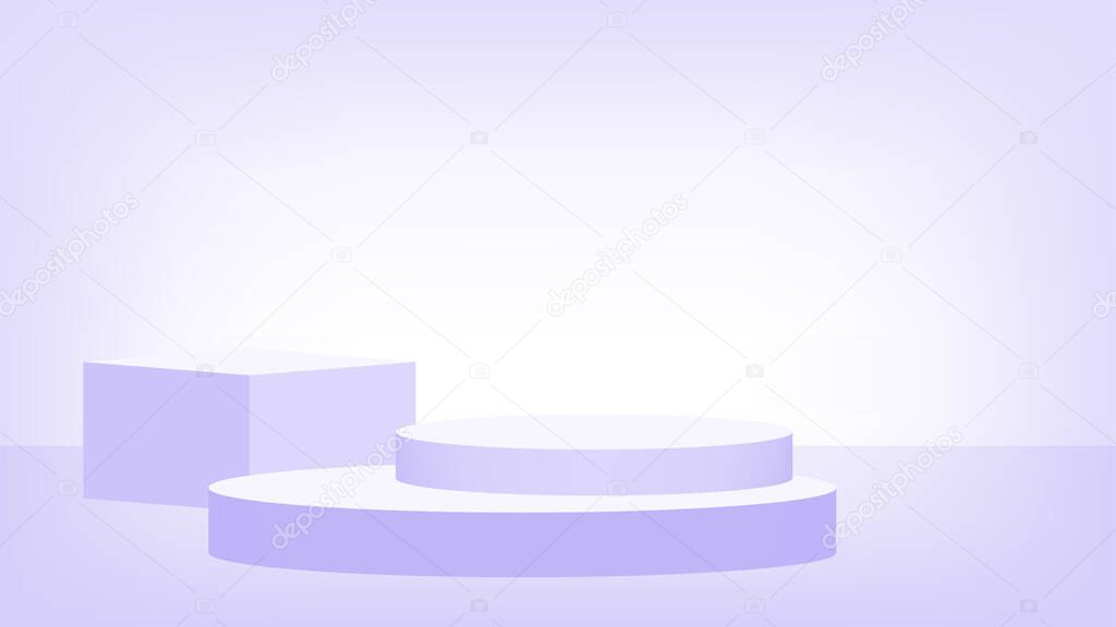 3d stage pedestal purple pastel, podium stage show for victory champion position, pedestal purple soft for cosmetics product display show, circle stand modern for product placement or presentation