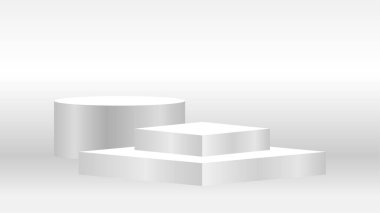 Gri arka planda lüks 3d kaide gümüşü, kozmetik ürün gösterimi için gümüş kaide dairesi kutusu, lüks zafer pozisyonu için gümüş podyum sahne gösterisi, ürün yerleştirme elips kaidesi