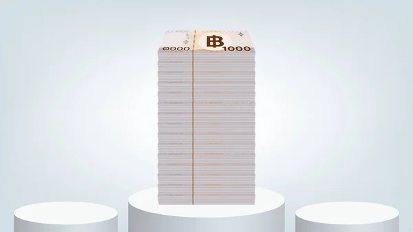 Στοίβα Χρήματα 000 Baht Thai Τραπεζογραμματίων Στοίβα Νομισμάτων Των Χιλίων — Διανυσματικό Αρχείο