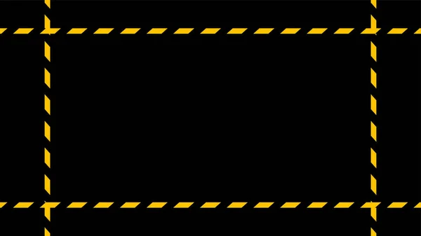 Siyah Arkaplanda Uyarı Bandı Çizgisi Sarı Siyah Şerit Desen Güvenlik — Stok Vektör