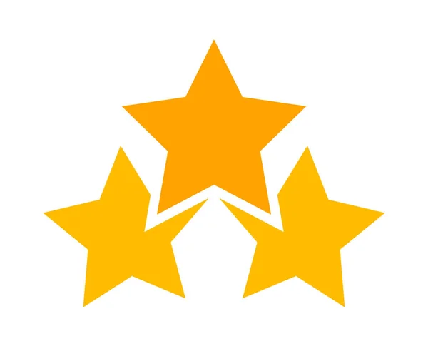 三颗星图标可爱的独立在白色背景上 卡通明星形状的黄色橙色 图例简单的明星评级符号 剪贴画3颗星作为标志 五星作为装饰排名 — 图库矢量图片