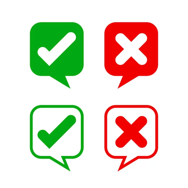 Check Mark Sign Speech Bubble Square Isolated White Checkmark Yes — Stock Vector