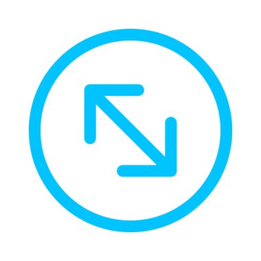 ok çizgisi solu ve aşağıyı gösteren daire mavisi renginde izole edilmiş, dairesel darbelerde sola doğru ok, ok düğmesi basit, ui uygulaması için ok sembolü çember, ok ucu işaretçisi