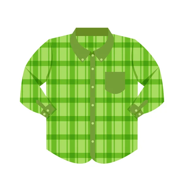 Plaid Shirt Clothes Green Isolated White Background Clothes Pattern Plaid — Stock Vector