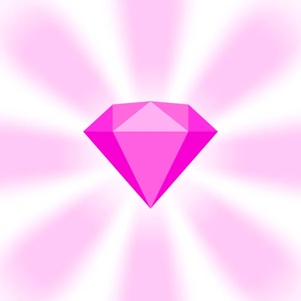 Pink Diamond Gemstone Zoom Comics Pink Flat Diamonds Jewelry Icon — Stock Vector