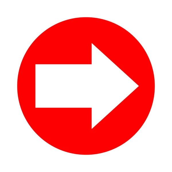 Cercle Rouge Avec Flèche Pointant Vers Droite Pour Icône Isolée — Image vectorielle