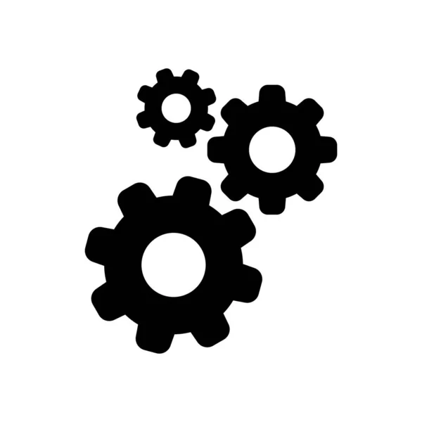 Circle Cog Black Mechanization Icon Isolated White Gear Symbol Button — Stock Vector