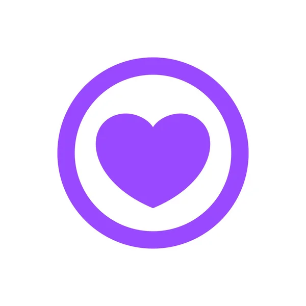 Heart Shape Icon Simple Circle Purple Heart Symbol Button Graphic — Stock Vector