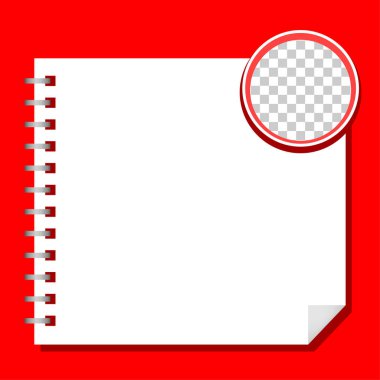 şablon kağıt kare beyaz ve daire arkaplan için şeffaf, pankart sunumu için boş kağıt beyaz, kapak kırmızı kağıt ve yazdırma için beyaz kare