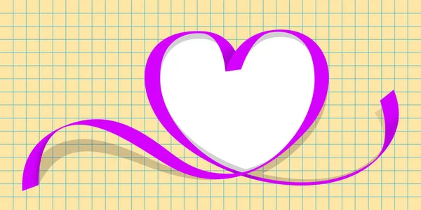 Κορδέλα Μωβ Σχήμα Καρδιάς Στο Φόντο Πλέγμα Αντίγραφο Χώρου Κορδέλα — Διανυσματικό Αρχείο