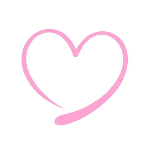 Σχήμα Καρδιάς Doodle Ροζ Γραμμή Που Απομονώνονται Λευκό Πλαίσιο Σχήμα — Διανυσματικό Αρχείο