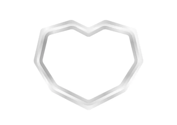 Forma Corazón Marco Plata Aislado Blanco Para Espacio Copia Marco — Vector de stock