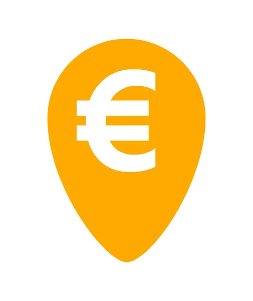Euro Pénznem Szimbólum Narancssárga Pin Pont Ikon Elszigetelt Fehér Euro — Stock Vector