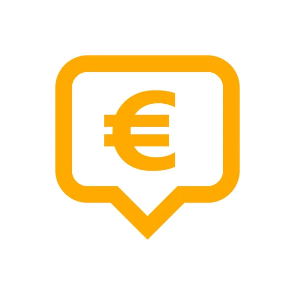 Euro Simbolo Valuta Nel Discorso Bolla Quadrato Arancione Icona Euro — Vettoriale Stock