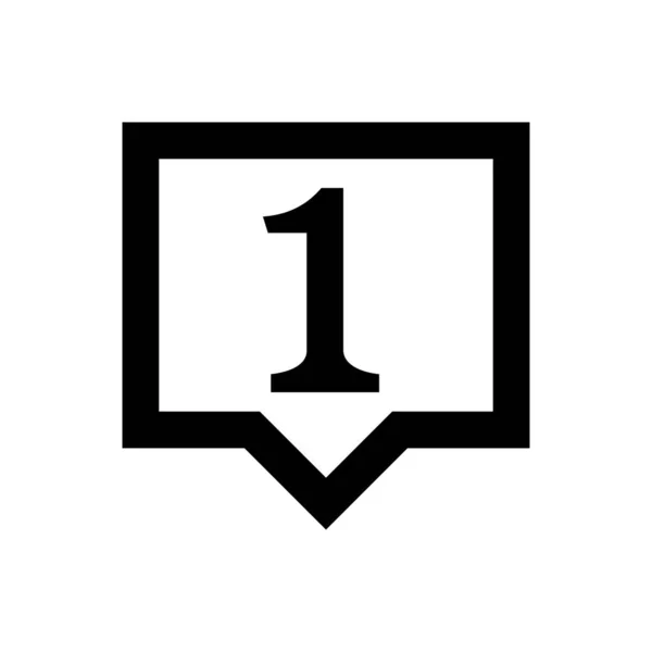 白で区切られた音声バブル正方形の黒のアイコン1番成功または品質のための1番目のシンボル — ストックベクタ