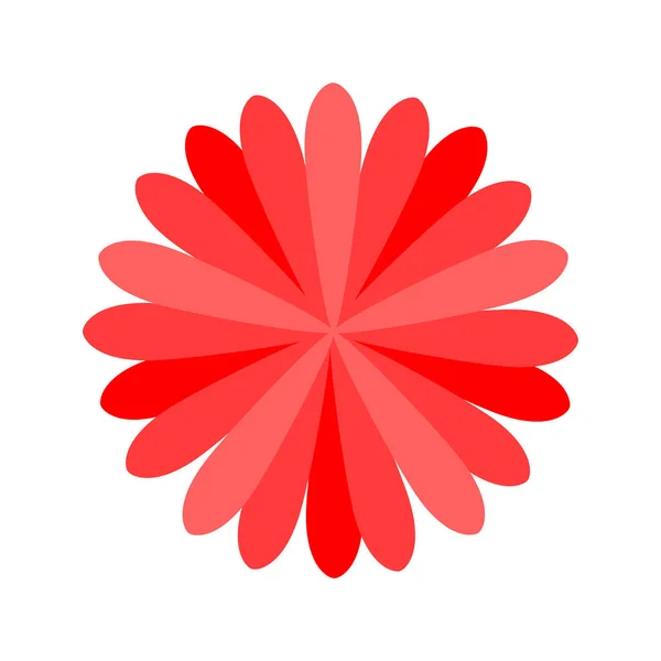 Fleur Rouge Simple Isolé Sur Fond Blanc Pétales Fleur Rouge — Image vectorielle