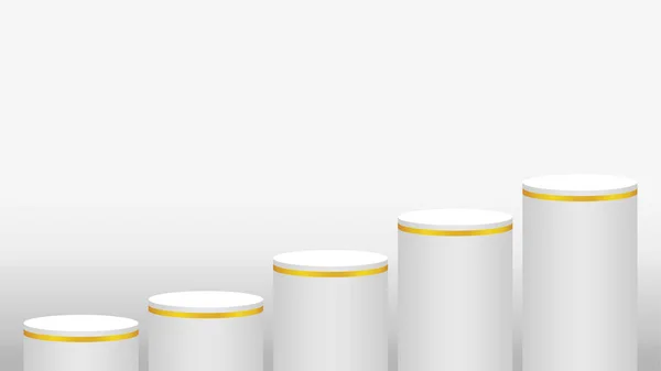 Pedestal Cylinder Circle Five Steps Cosmetics Showcase Podium Circle Stage — Stock Vector