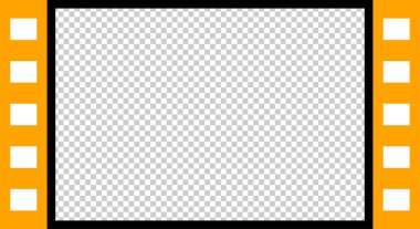 Video ortam oynatıcısı için film strip turuncu şablonu, şeffaf arkaplan, klip videosunun pencere multimedya paneli şeffaflığı, klip videosu için film şeritleri çerçevesi, video ortamının film çerçevesi grafik ekranı