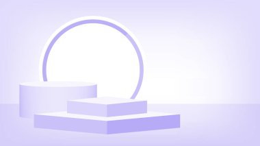 3d sahne kaidesi mor pastel, podyum sahnesi zafer şampiyonu pozisyonu için, kaide mor yumuşak kozmetik ürün gösterisi için, daire modern ürün yerleştirme veya sunum için