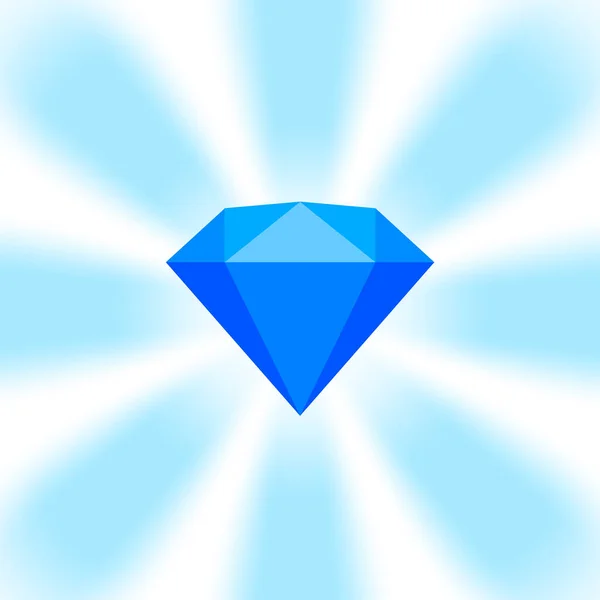 Blue Diamond Gemstone Zoom Comics Blue Flat Diamonds Jewelry Icon — Stock Vector