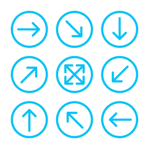 Pijl Lijn Cirkel Ingesteld Voor Richting Pijl Wijzer Pijlen Ronde — Stockvector