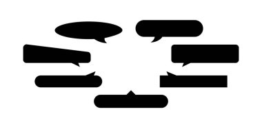 Konuşma balonu siyah yatay şekil beyaz, birçok yatay çerçeve konuşma kabarcığı şekli, metin başlığının diyalog kutusu balonu, sancak kopyalama alanı sohbet sembolü, konuşma balonu konuşma