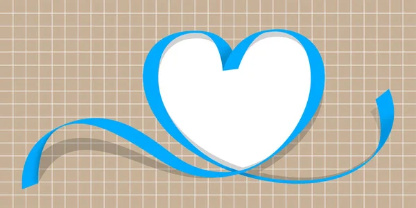 Cinta Azul Con Forma Corazón Fondo Rejilla Espacio Copia Línea — Vector de stock