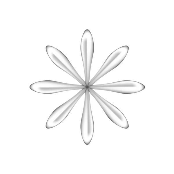 Flores Simples Prata Ornamentado Isolado Fundo Branco Luxo Flor Pétala —  Vetores de Stock