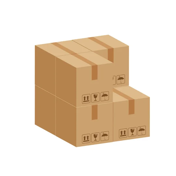 Cajas Cajas Cartón Cubo Caja Cartón Para Almacenamiento Almacén Fábrica — Vector de stock