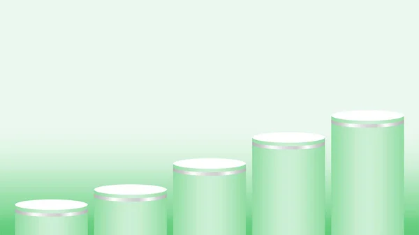 Verde Piedistallo Cilindro Cerchio Cinque Passi Vetrina Cosmetici Podio Cerchio — Vettoriale Stock