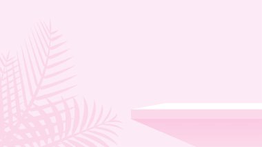 Duvardaki ahşap raf pembe pastel yumuşak renk, modern raf uzay duvarı odasında sergilenmek için, sevimli ve şık masa paneli dekorasyon için, boş masa üstü paneli pembe, arkaplan kopyalama alanı