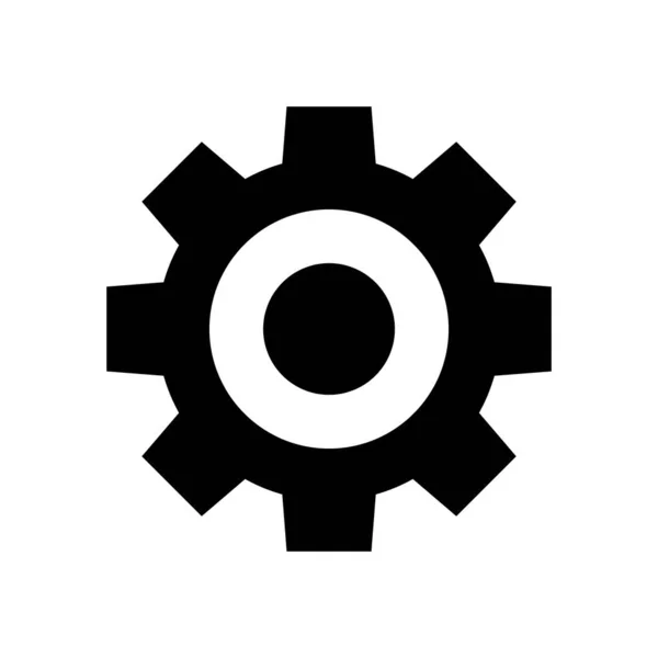 Circle Cog Black Mechanization Icon Isolated White Gear Symbol Button — Stock Vector
