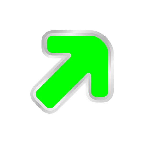 右上を指す緑色の矢印右上を指す緑色の矢印アイコン3D矢印記号右上を指す緑色の方向を示すイラスト矢印ボタン右上を隔離 — ストックベクタ