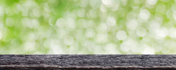 Tabla Del Tablón Madera Árbol Verde Bokeh Para Fondo Tabla — Foto de Stock